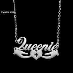 DIY custom name medical cross heart stainless steel necklace