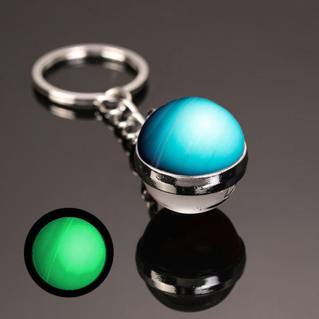 luminous universe solar system ball bead keychain