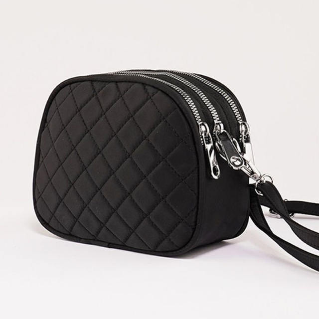 Casual waterproof nylon material quilted pattern crossbody bag