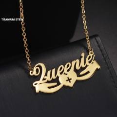 DIY custom name medical cross heart stainless steel necklace