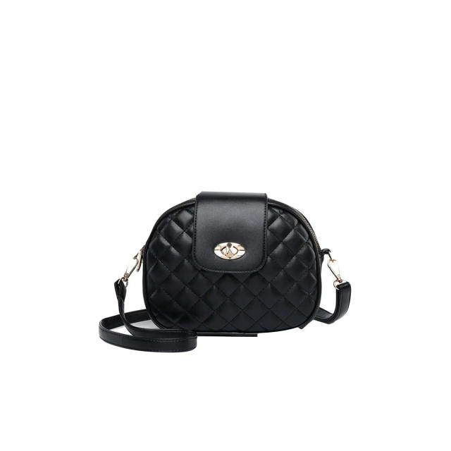 Cute round shape quilted pattern PU leather crossbody bag