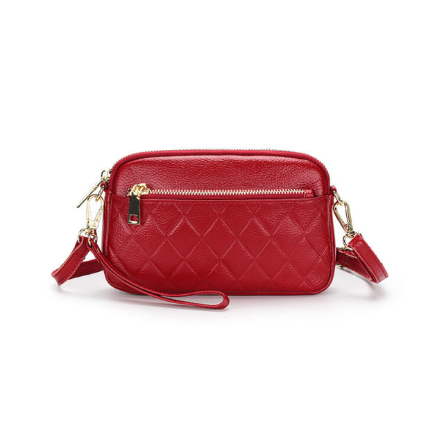 Casual quilted pattern Genuine Leather crossbody bag