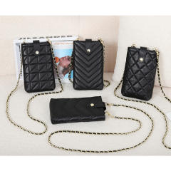 Classic Genuine Leather quilted pattern mini phone bag crossbody bag for women