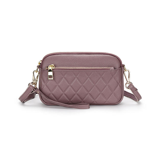 Casual quilted pattern Genuine Leather crossbody bag