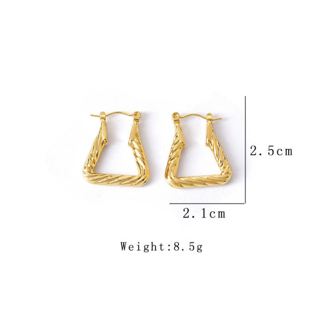 Vintage geometric shape hoop stainless steel earrings