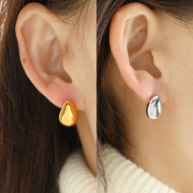 Chic water drop hot sale stainless steel studs earrings