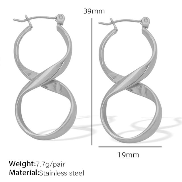 Creative geometic twisted infinity stainless steel earrings