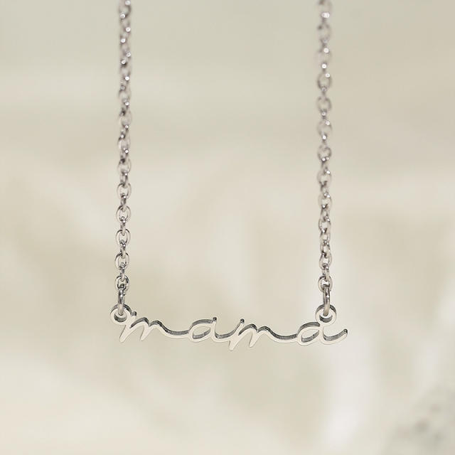 Dainty mama letter stainless steel necklace