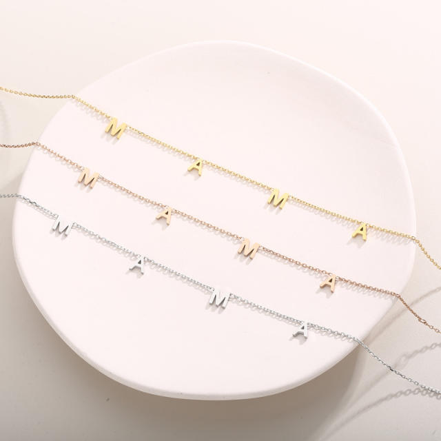 Dainty MAMA letter stainless steel choker necklace