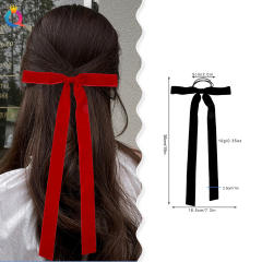Hot sale long velvet bow hair ties