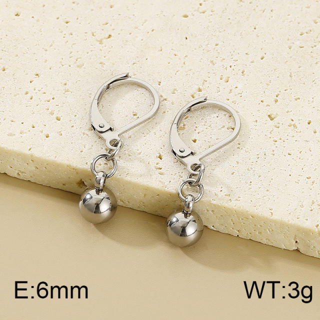 Chunky ball bead stainless steel dangle earrings