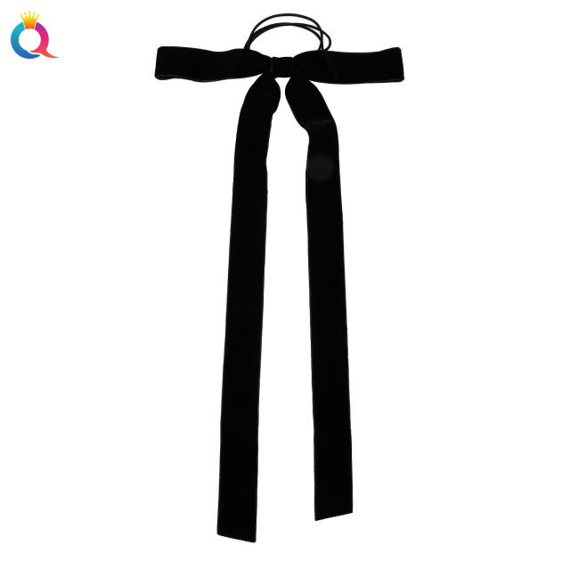 Hot sale long velvet bow hair ties