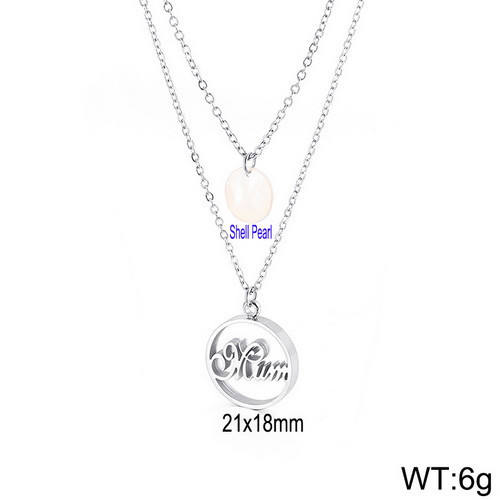 Dainty two layer heart mom letter stainless steel necklace mother's day necklace