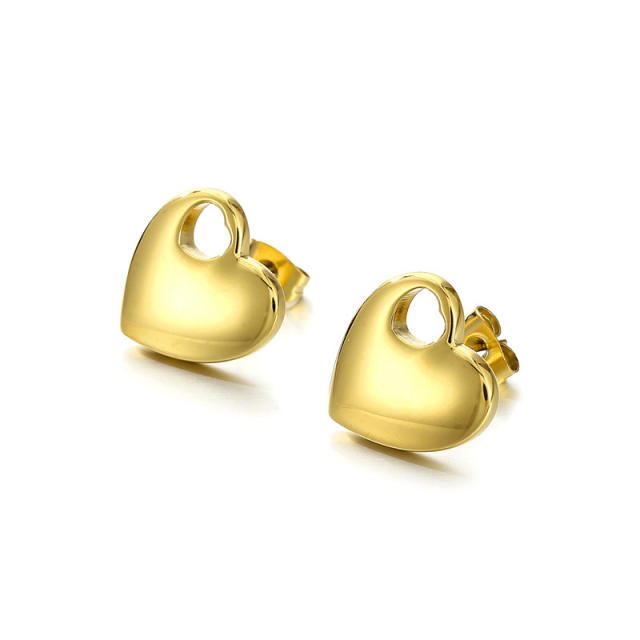 Chic 18KG stainless steel heart studs earrings