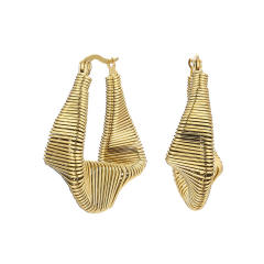 18KG easy match personality twisted hoop geometric stainless steel earrings