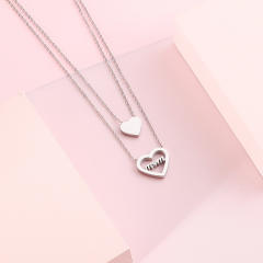 Dainty two layer heart mom letter stainless steel necklace mother's day necklace