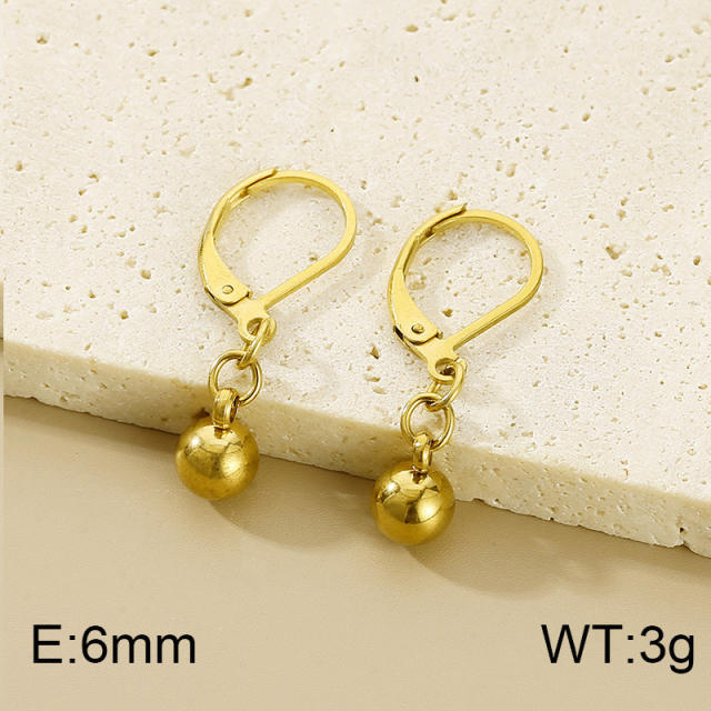 Chunky ball bead stainless steel dangle earrings