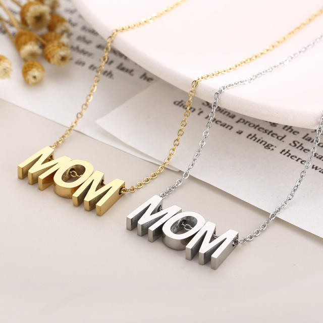 MOM letter dainty stainless steel necklace