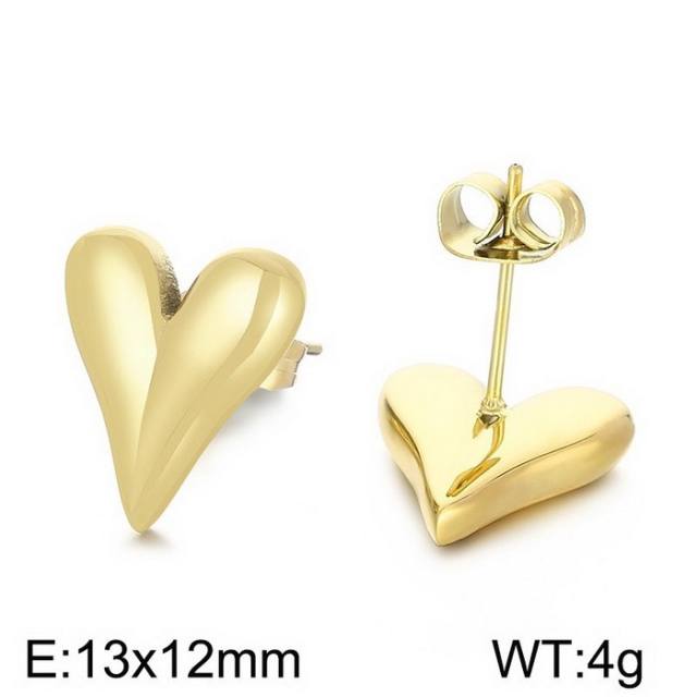 Chic 18KG stainless steel heart studs earrings