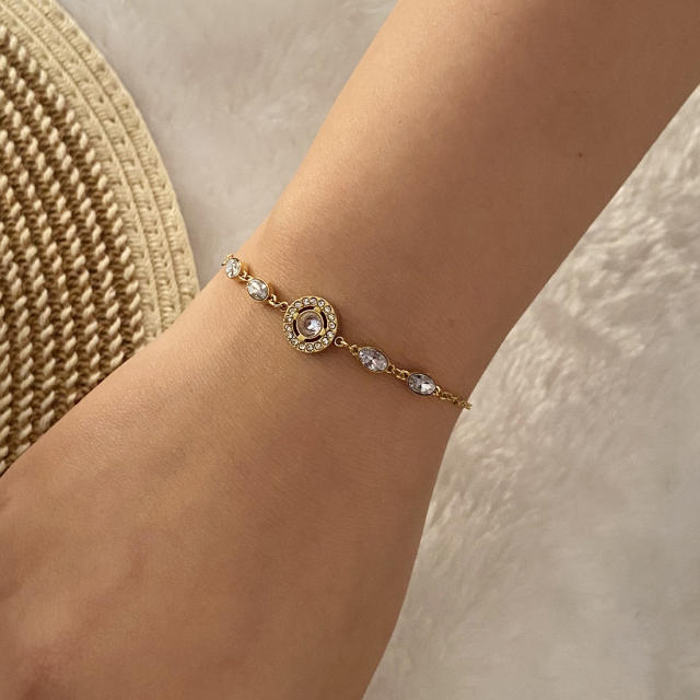 Delicate diamond stainless steel bracelet