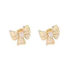 Delicate diamond bow open hoop stainless steel earrings