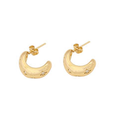 Delicate diamond bow open hoop stainless steel earrings