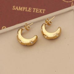Delicate diamond bow open hoop stainless steel earrings
