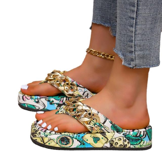 Summer chic flip flops platform slippers