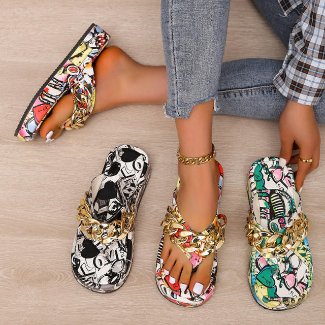 Summer chic flip flops platform slippers