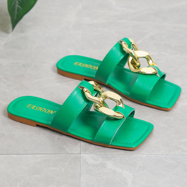 Summer bright color flat beach slippers