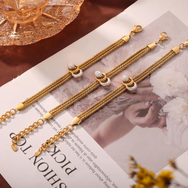 Personality diamond tassel stainless steel necklace bracelet set