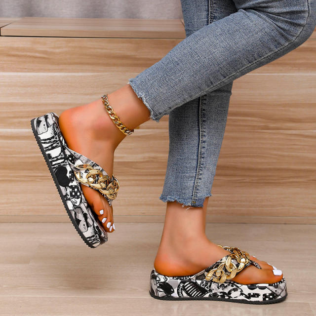 Summer chic flip flops platform slippers