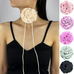 9cm sweet cool camellia flower strappy choker necklace