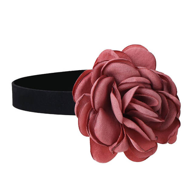 Handmade easy match fabric flower velvet choker necklace