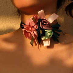 Occident fashion hot sale fabric flower velvet choker necklace
