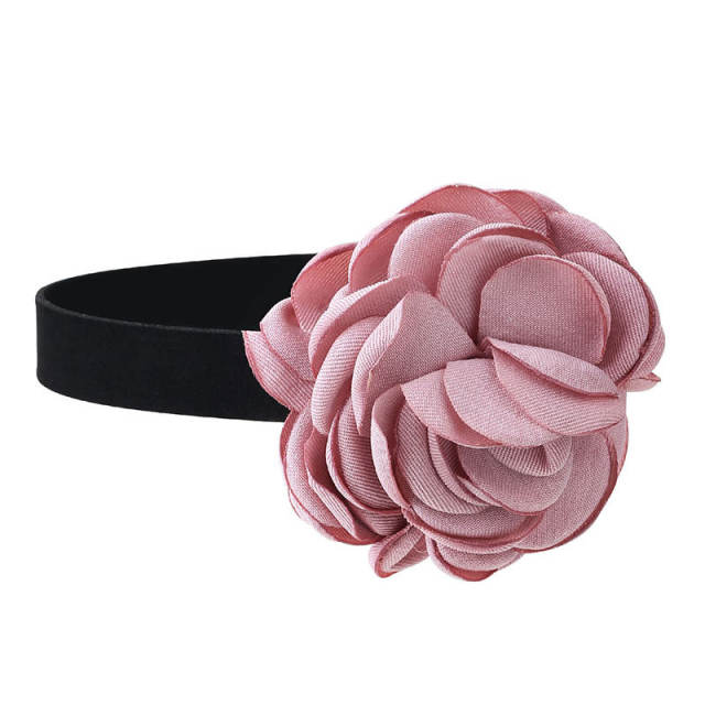 Handmade easy match fabric flower velvet choker necklace