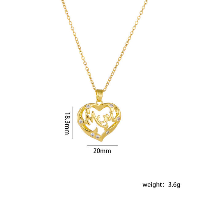 Mother's day heart pendant dainty stainless steel chain necklace