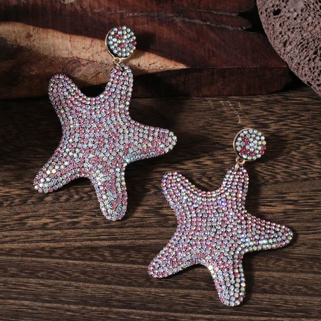 Ocean series diamond starfish dangle earrings