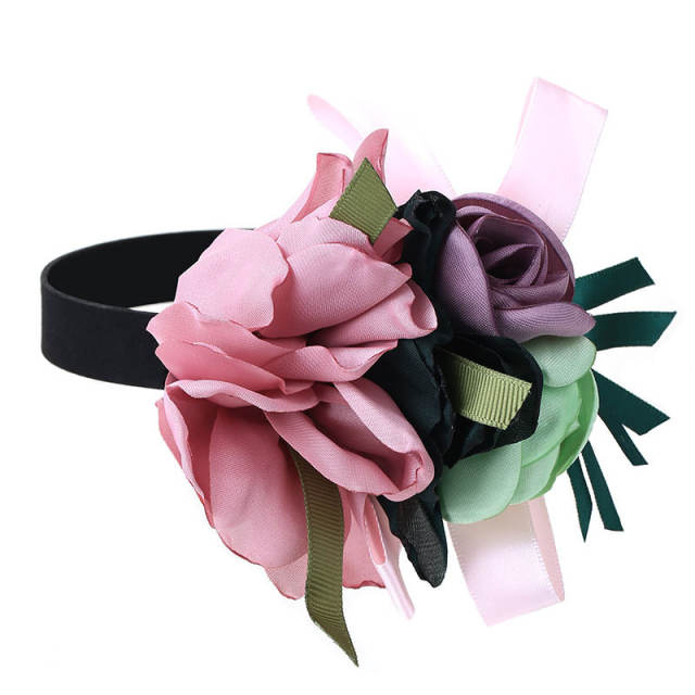 Occident fashion hot sale fabric flower velvet choker necklace