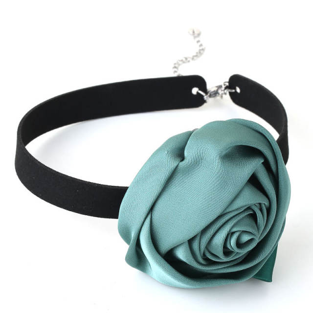 Hot sale colorful rose flower velvet choker necklace