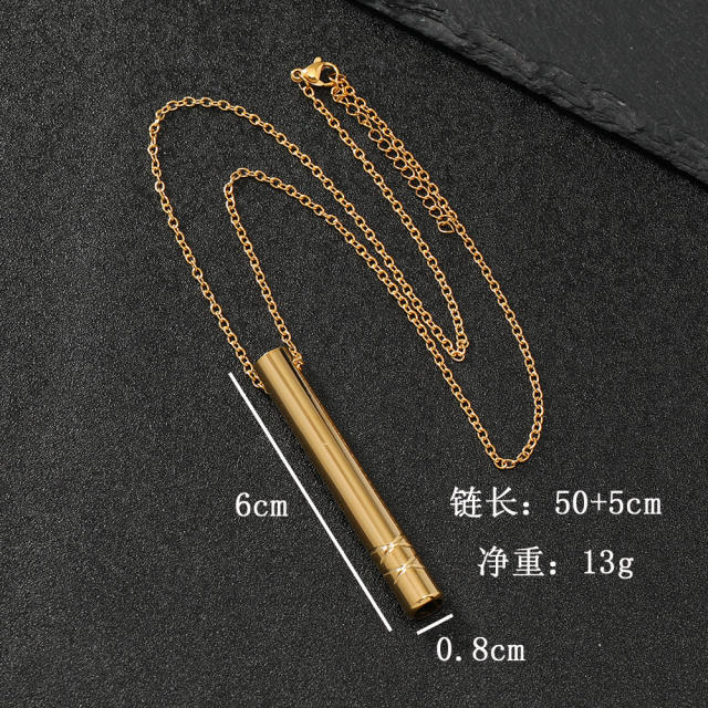 Chic whistle pendant bar pendant stainless steel necklace
