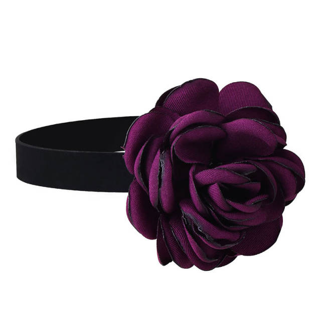 Handmade easy match fabric flower velvet choker necklace