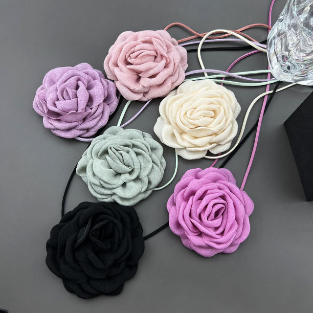 9cm sweet cool camellia flower strappy choker necklace