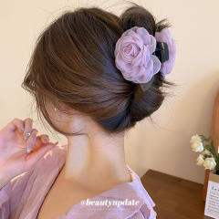 Spring summer holiday fabric flower hair claw clips