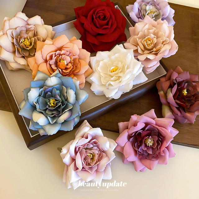 Spring rose flower women hair clips