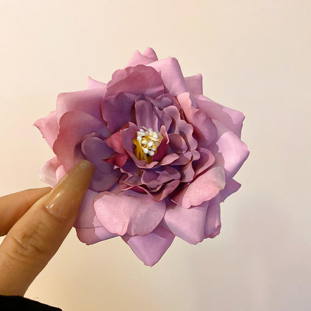 Spring rose flower women hair clips