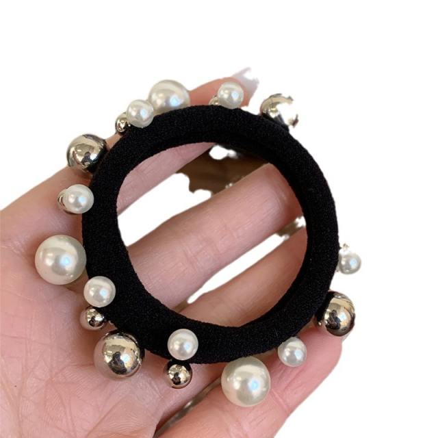 Easy match pearl bead hair ties