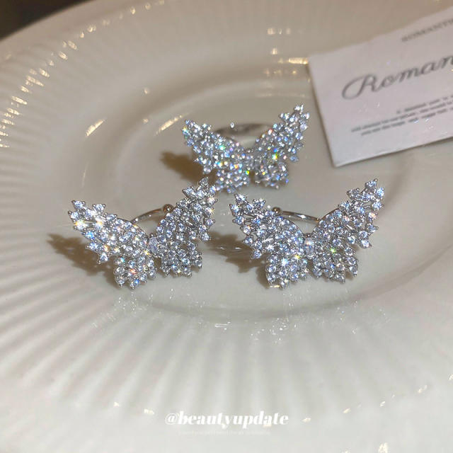 Delicate diamond butterfly ear cuff