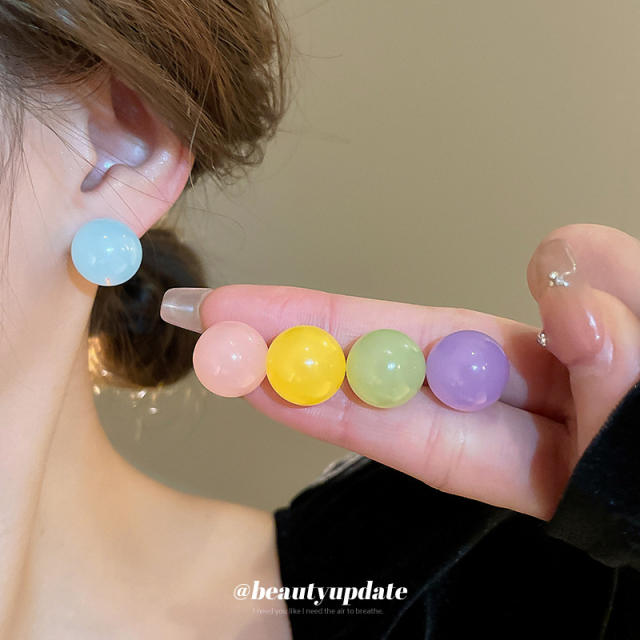 925 needle spring summer cute candy ball studs earrings