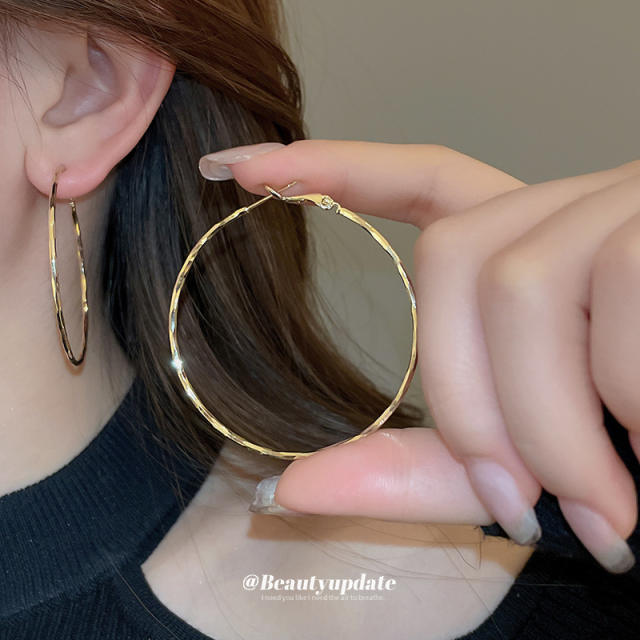 925 needle gold color large hoop earrings
